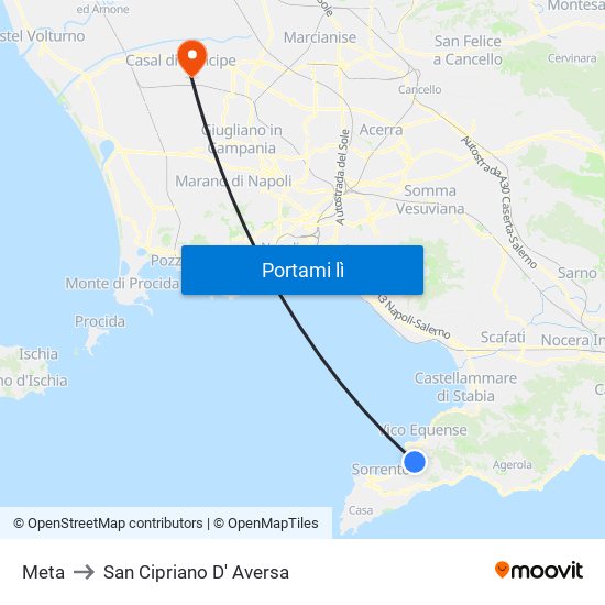 Meta to San Cipriano D' Aversa map