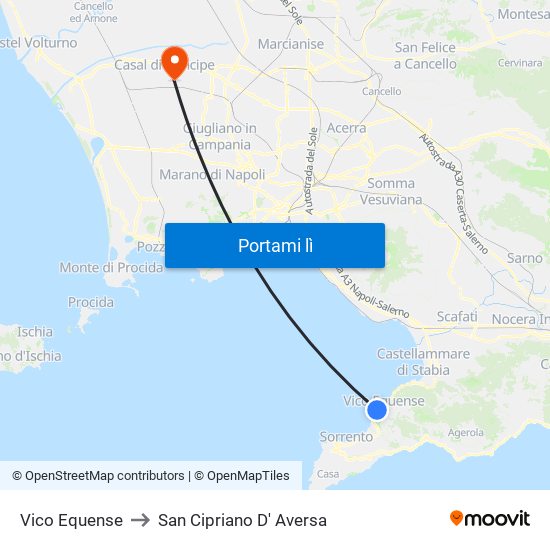 Vico Equense to San Cipriano D' Aversa map