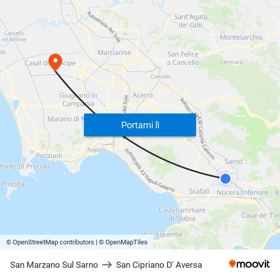 San Marzano Sul Sarno to San Cipriano D' Aversa map