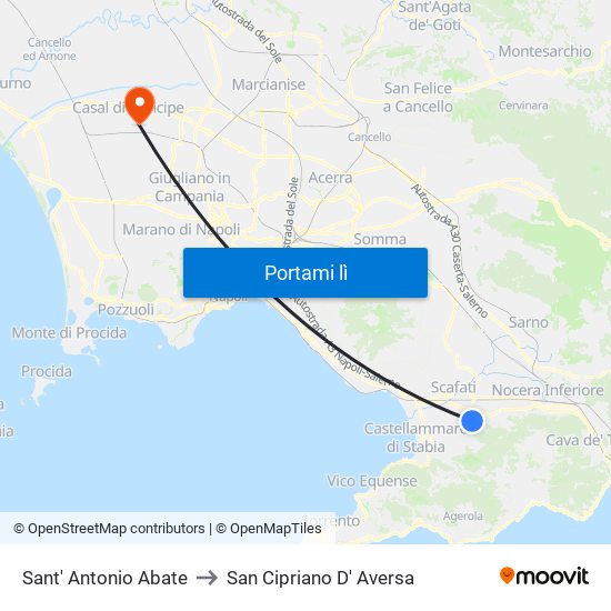 Sant' Antonio Abate to San Cipriano D' Aversa map