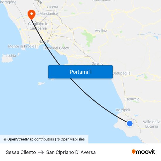 Sessa Cilento to San Cipriano D' Aversa map