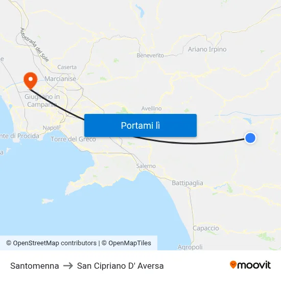 Santomenna to San Cipriano D' Aversa map