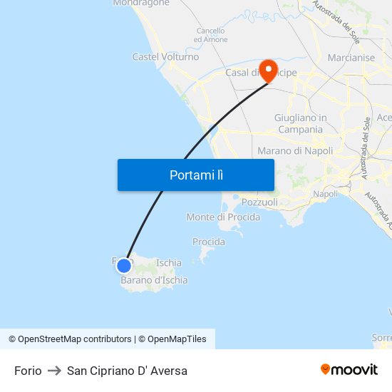 Forio to San Cipriano D' Aversa map