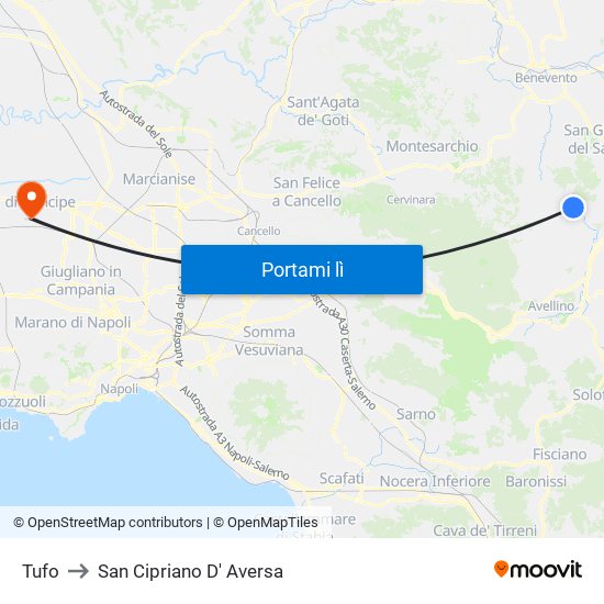 Tufo to San Cipriano D' Aversa map