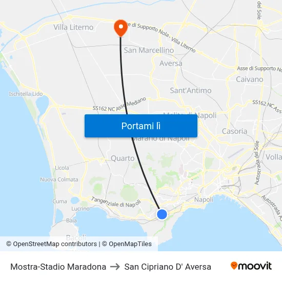 Mostra-Stadio Maradona to San Cipriano D' Aversa map