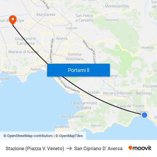 Stazione (Piazza V. Veneto) to San Cipriano D' Aversa map