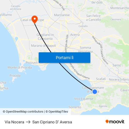 Via Nocera to San Cipriano D' Aversa map
