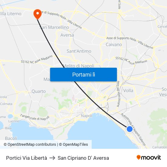 Portici Via Libertà to San Cipriano D' Aversa map