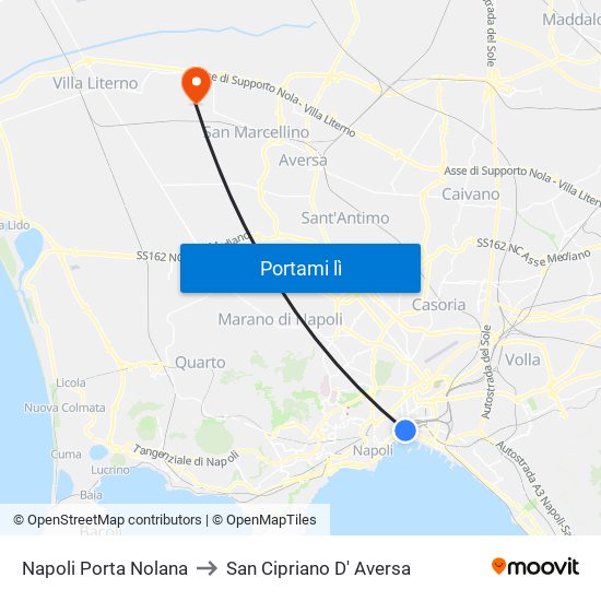 Napoli Porta Nolana to San Cipriano D' Aversa map