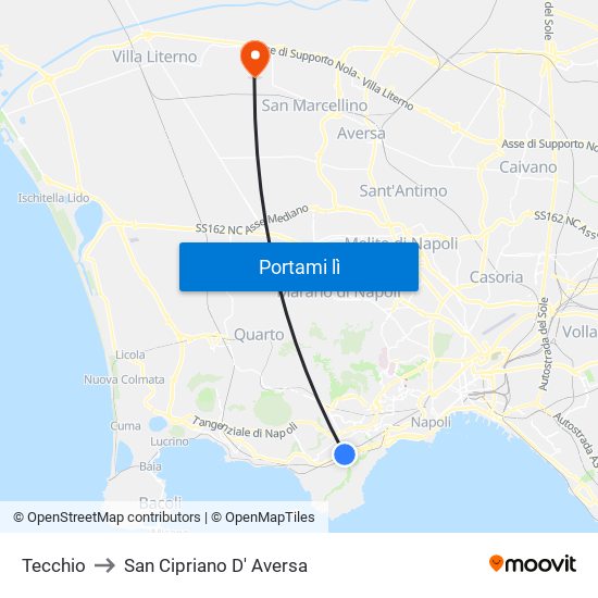Tecchio to San Cipriano D' Aversa map
