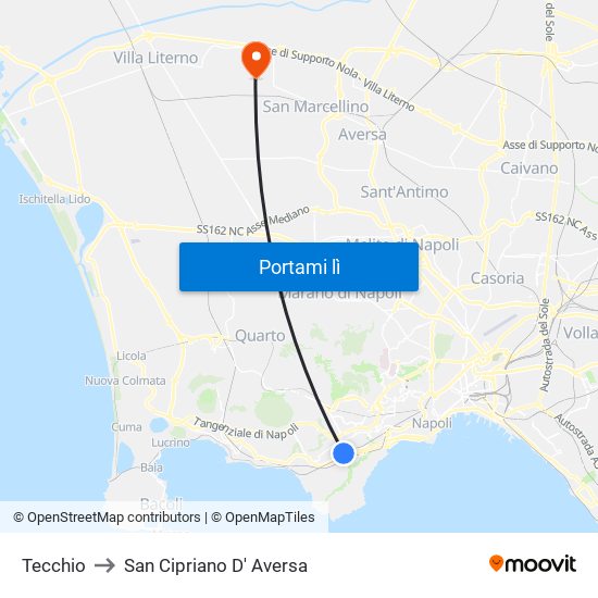 Tecchio to San Cipriano D' Aversa map