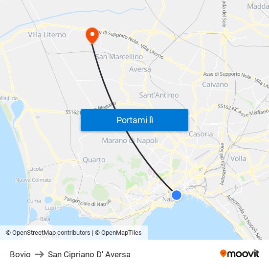 Bovio to San Cipriano D' Aversa map