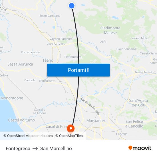 Fontegreca to San Marcellino map