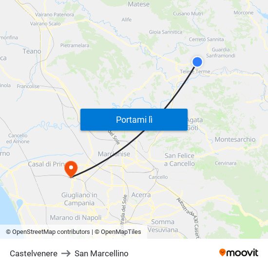 Castelvenere to San Marcellino map