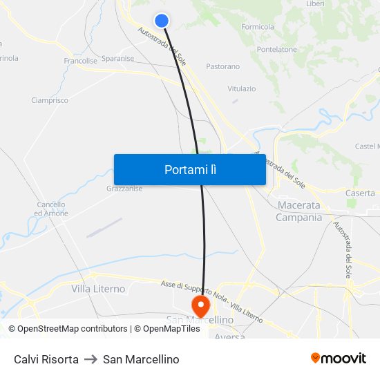 Calvi Risorta to San Marcellino map