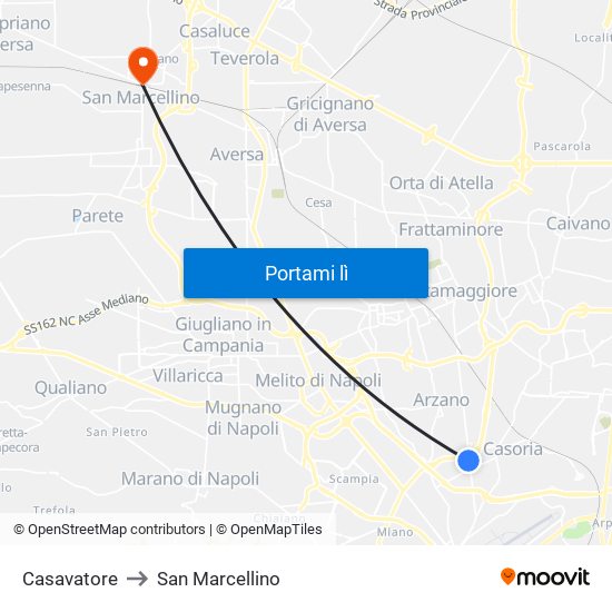 Casavatore to San Marcellino map