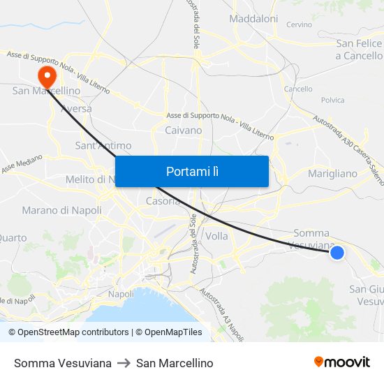 Somma Vesuviana to San Marcellino map
