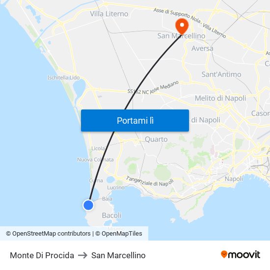 Monte Di Procida to San Marcellino map