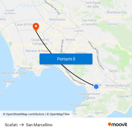 Scafati to San Marcellino map