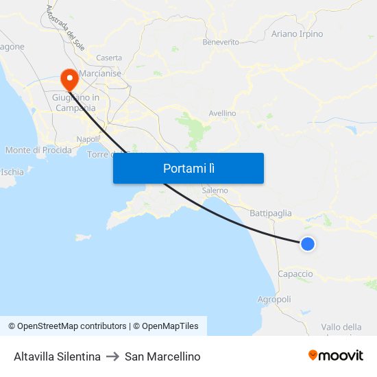 Altavilla Silentina to San Marcellino map