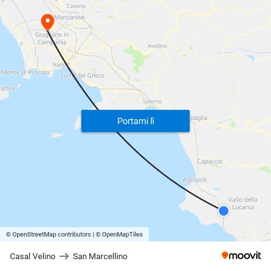 Casal Velino to San Marcellino map