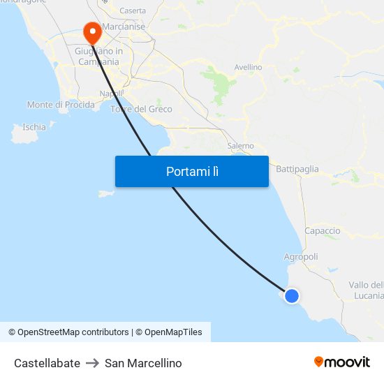 Castellabate to San Marcellino map