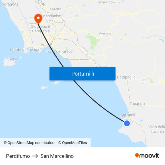 Perdifumo to San Marcellino map