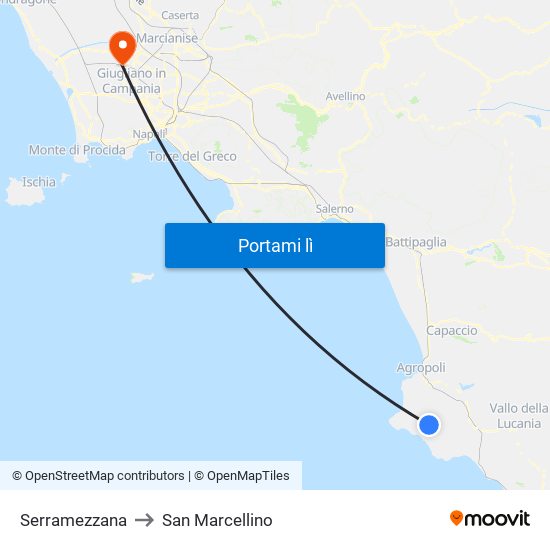 Serramezzana to San Marcellino map