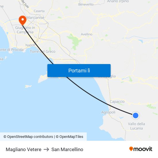 Magliano Vetere to San Marcellino map