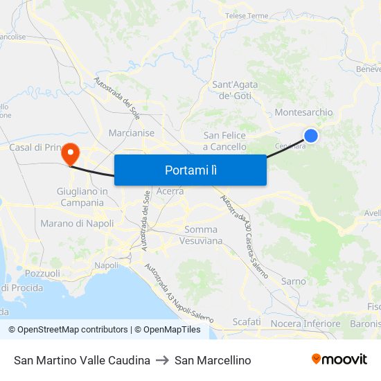 San Martino Valle Caudina to San Marcellino map
