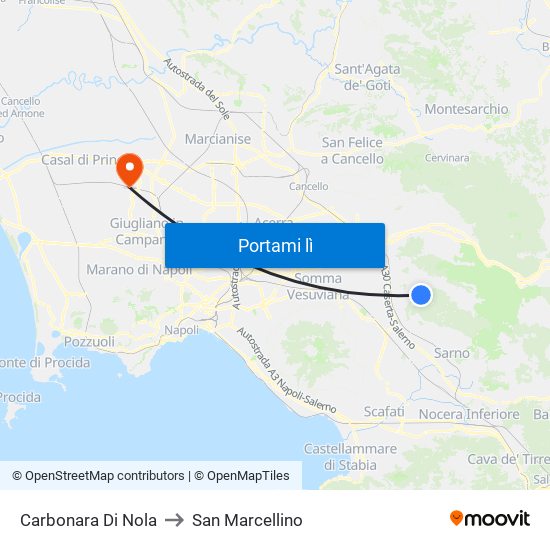 Carbonara Di Nola to San Marcellino map