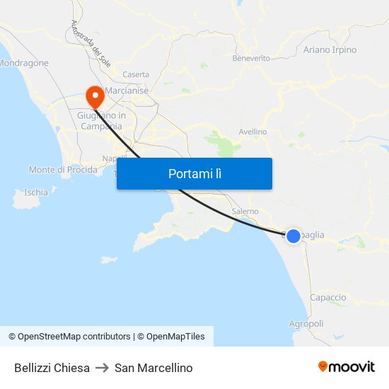 Bellizzi Chiesa to San Marcellino map