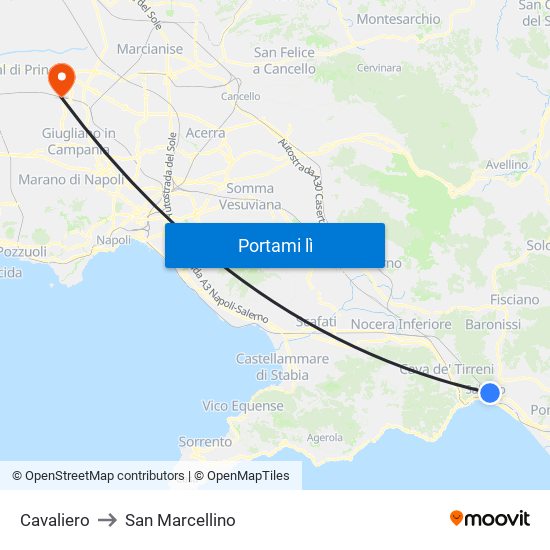 Cavaliero to San Marcellino map