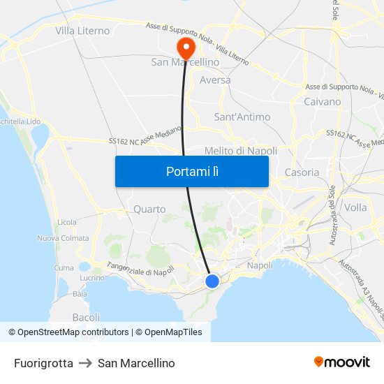 Fuorigrotta to San Marcellino map