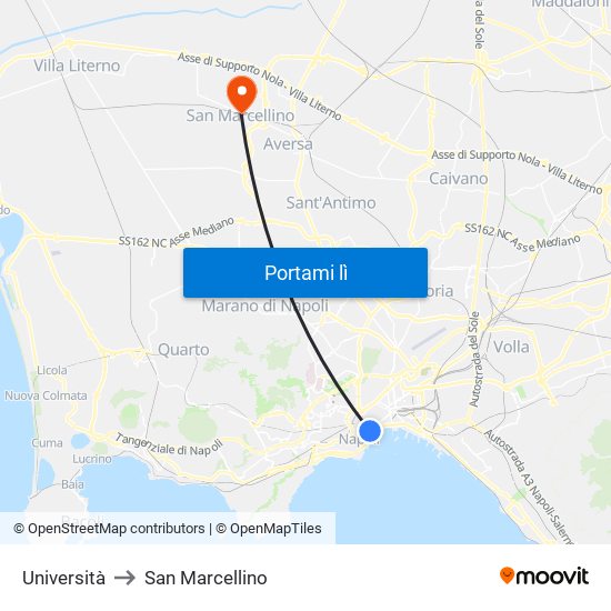 Università to San Marcellino map