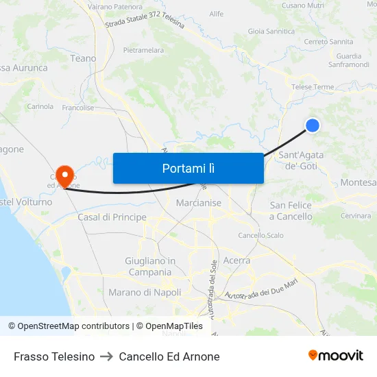 Frasso Telesino to Cancello Ed Arnone map