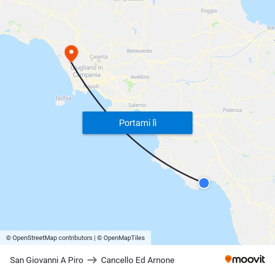 San Giovanni A Piro to Cancello Ed Arnone map