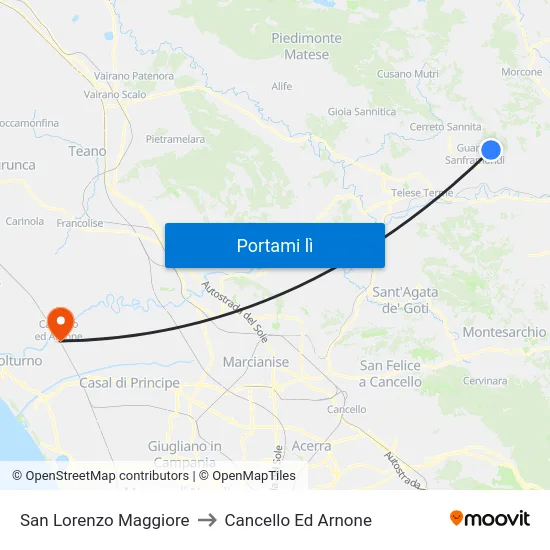 San Lorenzo Maggiore to Cancello Ed Arnone map