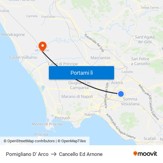 Pomigliano D' Arco to Cancello Ed Arnone map