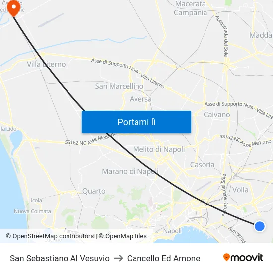San Sebastiano Al Vesuvio to Cancello Ed Arnone map