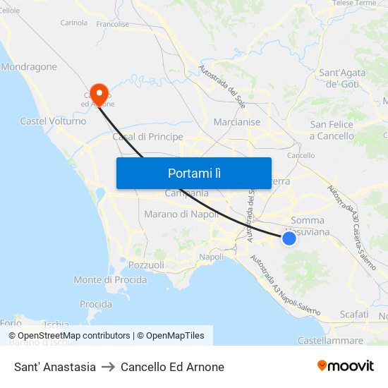 Sant' Anastasia to Cancello Ed Arnone map
