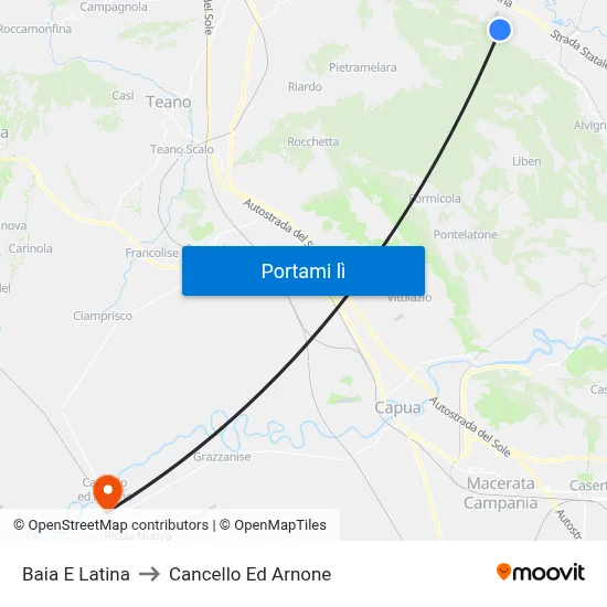 Baia E Latina to Cancello Ed Arnone map