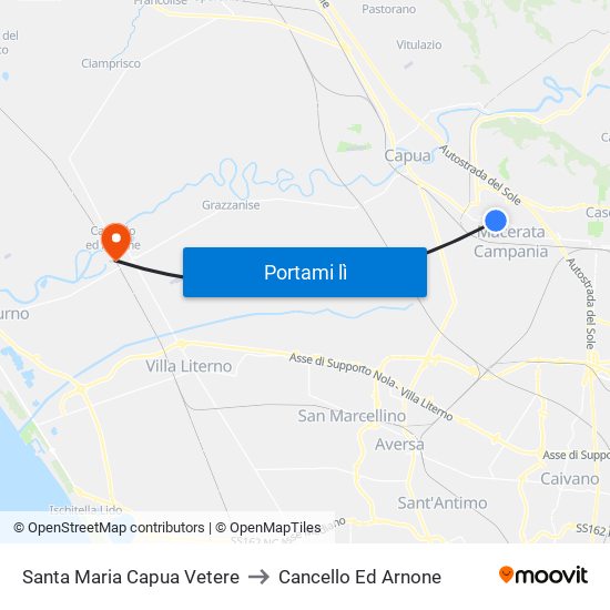 Santa Maria Capua Vetere to Cancello Ed Arnone map