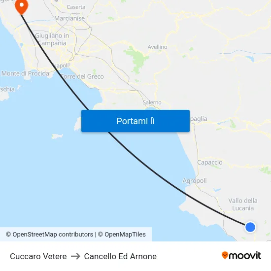 Cuccaro Vetere to Cancello Ed Arnone map