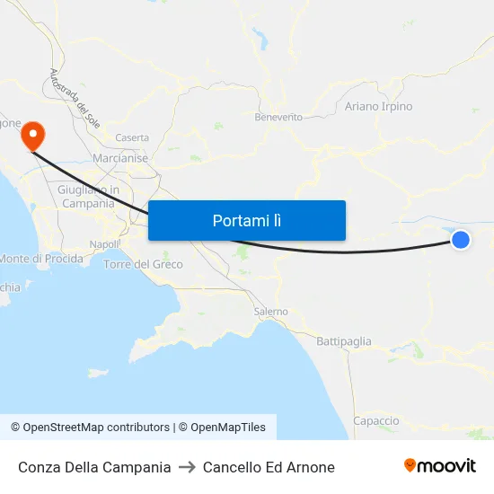 Conza Della Campania to Cancello Ed Arnone map