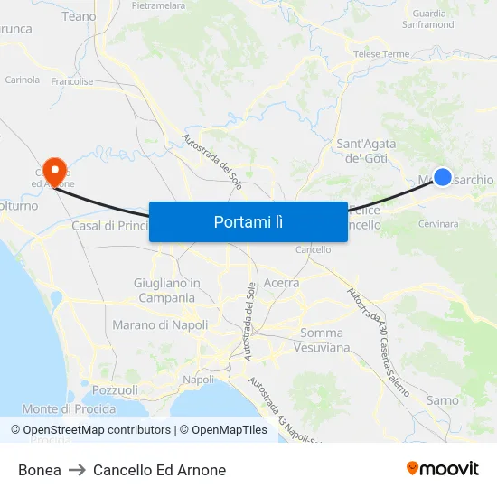 Bonea to Cancello Ed Arnone map