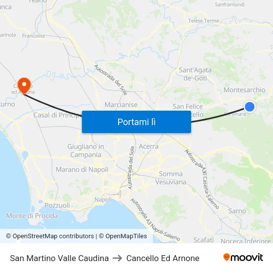 San Martino Valle Caudina to Cancello Ed Arnone map