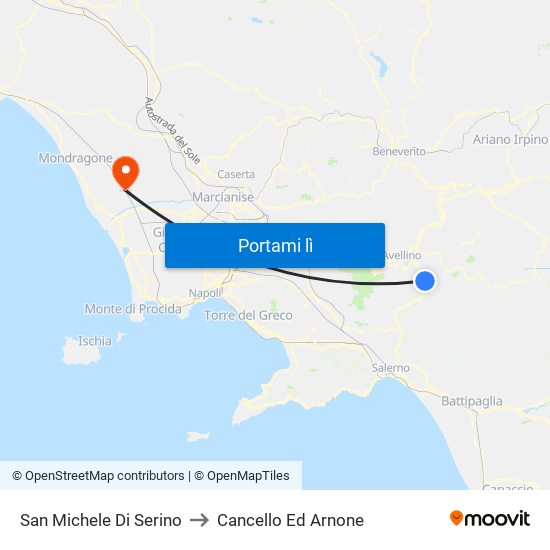 San Michele Di Serino to Cancello Ed Arnone map