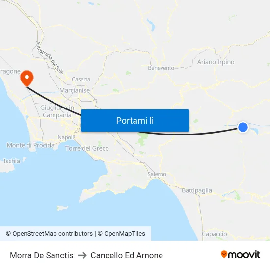 Morra De Sanctis to Cancello Ed Arnone map