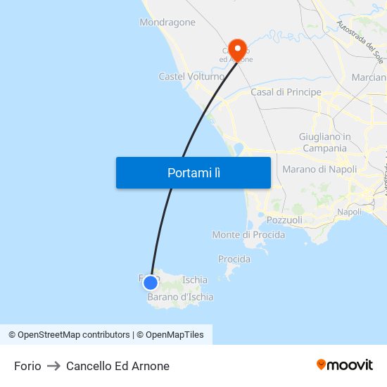 Forio to Cancello Ed Arnone map